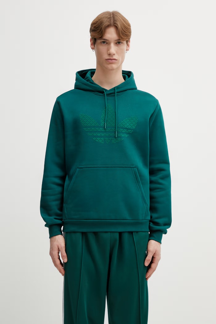 adidas Originals MONOGRAM HD кофта з капюшоном з бавовною чоловіча з капюшоном зелений KD0403