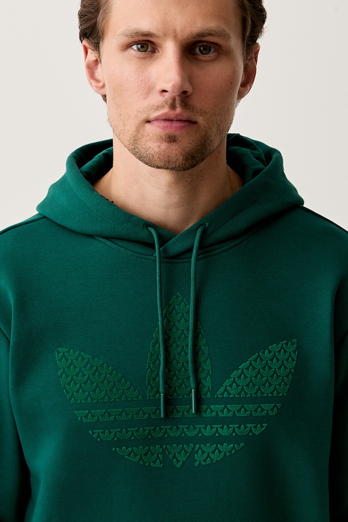 adidas Originals суичър с качулка мъжки с памук MONOGRAM HD зелен KD0403