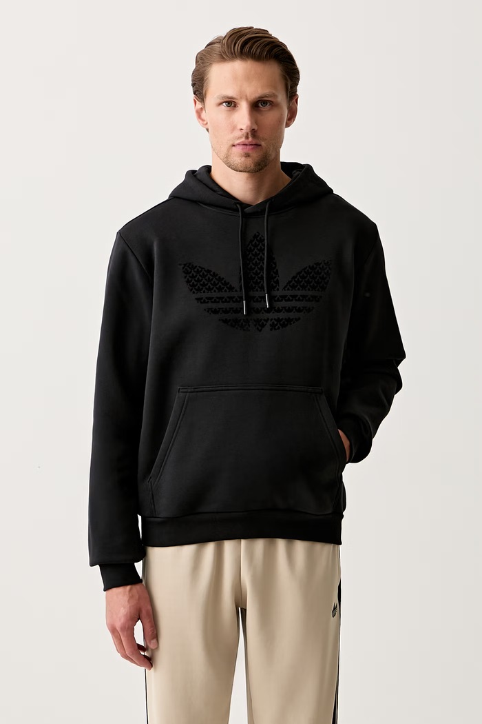 adidas Originals mikina s kapucí pánská s bavlnou MONOGRAM HD černá KD1358