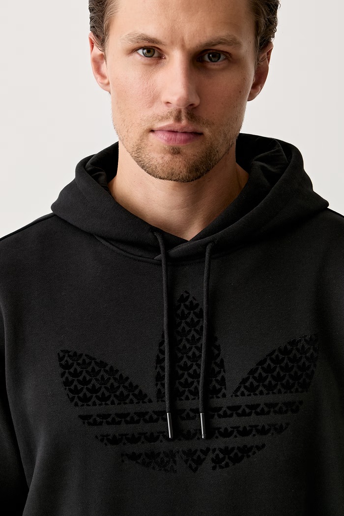 adidas Originals mikina s kapucí pánská s bavlnou MONOGRAM HD KD1358 černá