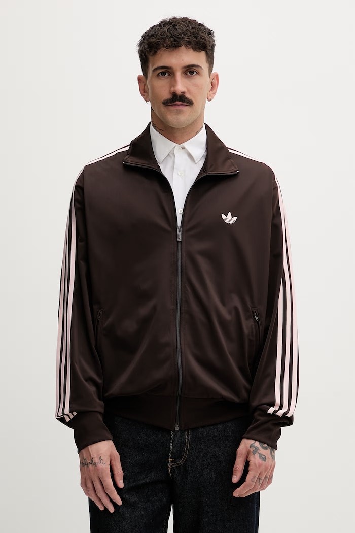 adidas Originals hanorac cu fermoar bărbătesc FIREBIRD TT maro KD8309