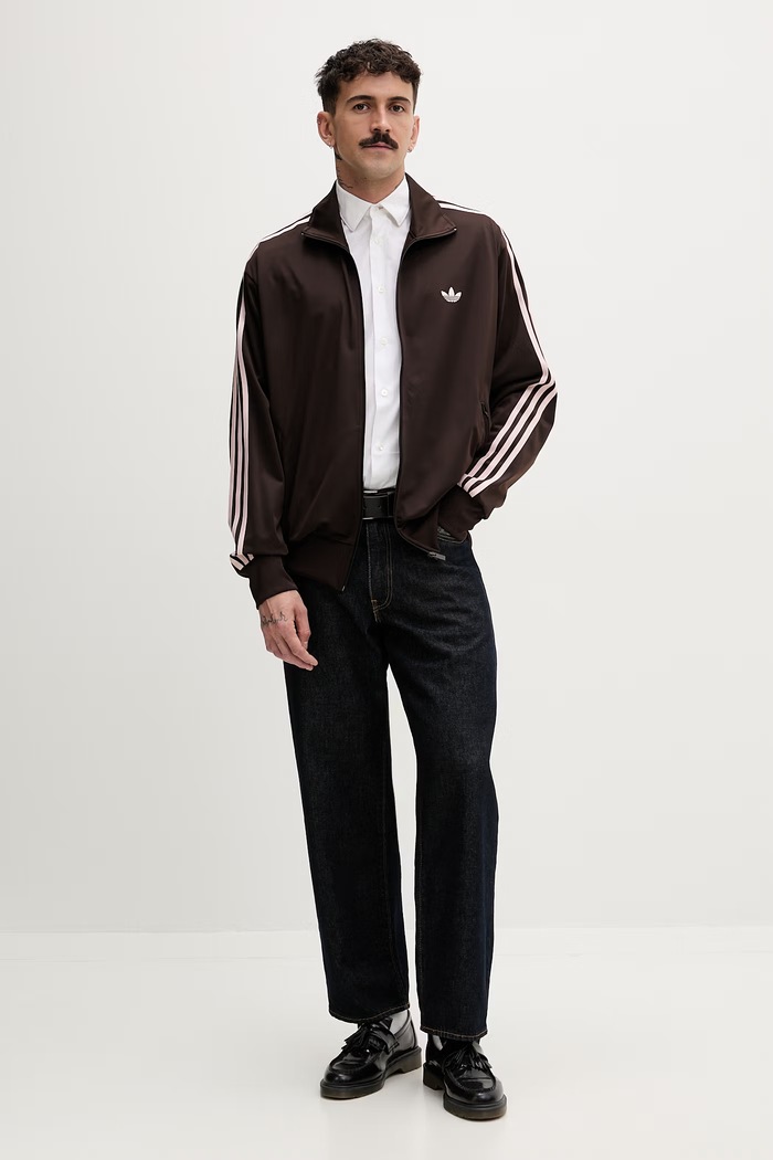 adidas Originals hanorac cu fermoar bărbătesc FIREBIRD TT KD8309 maro SS26