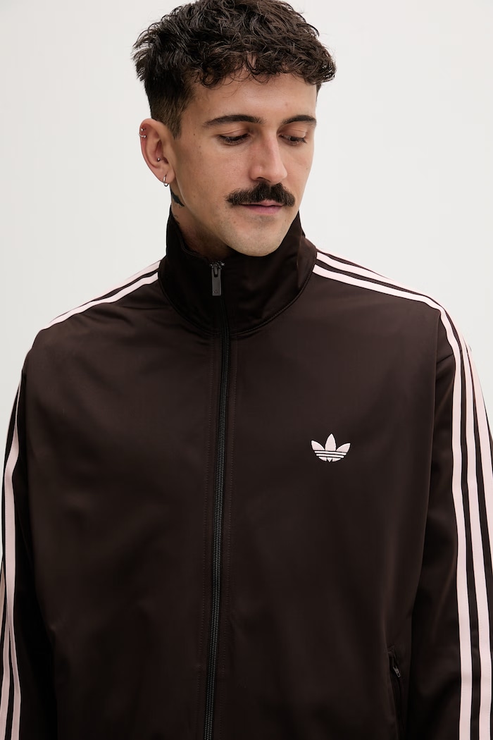 adidas Originals hanorac cu fermoar bărbătesc FIREBIRD TT maro KD8309