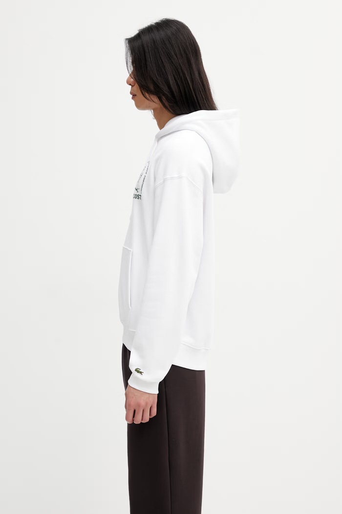 Lacoste Μπλούζα με κουκούλα βαμβακερή ανδρική SH1371 λευκό SS26