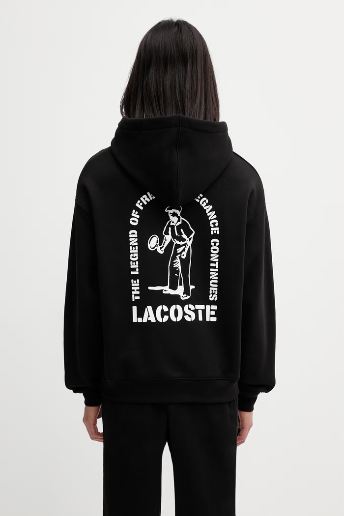 Lacoste μπλούζα με κουκούλα βαμβακερή ανδρική μαύρο SH1371