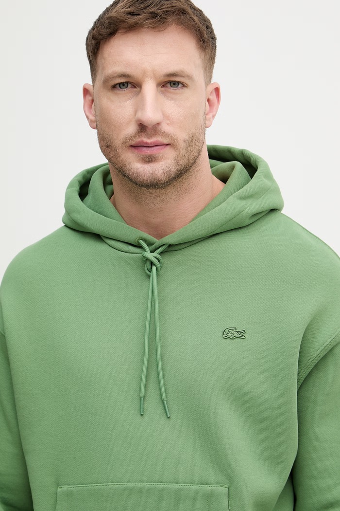 Bavlnená mikina Lacoste zelená SH7741
