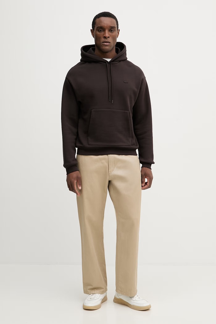 Bavlnená mikina Lacoste SH7741 hnedá SS26