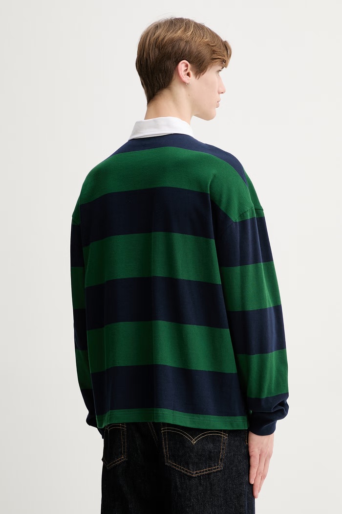 Îmbrăcăminte Levi's longsleeve din bumbac HUDSON BOXY RUGBY 005FO verde