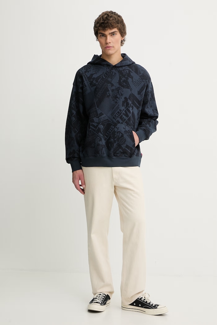 Bavlnená mikina Levi's SUNSET GRAPHIC HOODIE 0065D tmavomodrá SS26