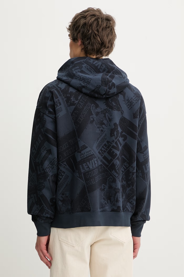 Oblečenie Bavlnená mikina Levi's SUNSET GRAPHIC HOODIE 0065D tmavomodrá