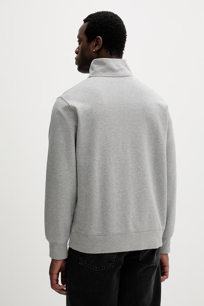 Ρούχα Levi's Μπλούζα ανδρική βαμβακερή ORIGINAL HM 1/4 ZIP A8606.0013 γκρί