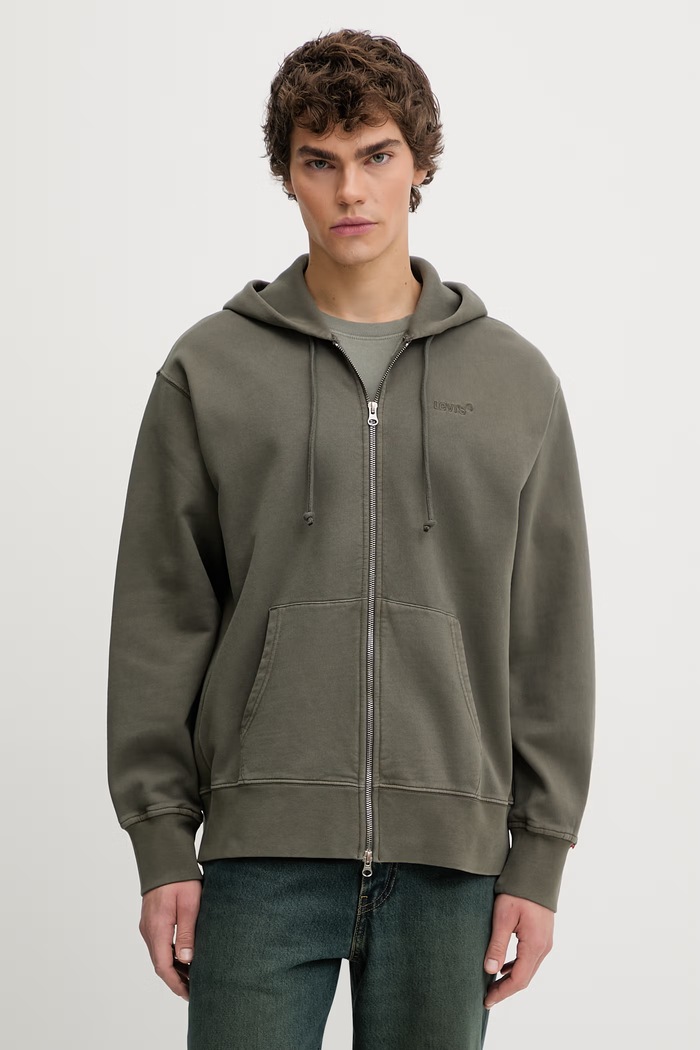Mikina Levi's AUTHENTIC FULL ZIP s kapucňou zelená A9265.0007