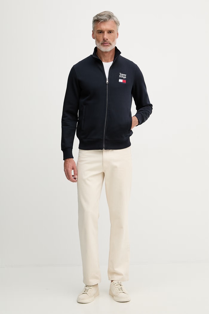 Tommy Hilfiger mikina pánska s bavlnou MW0MW42466 tmavomodrá SS26