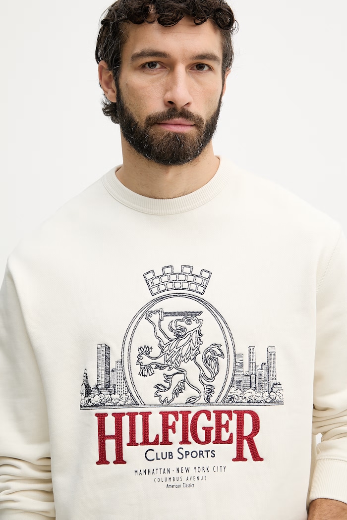 Tommy Hilfiger mikina pánska bavlnená béžová MW0MW42479