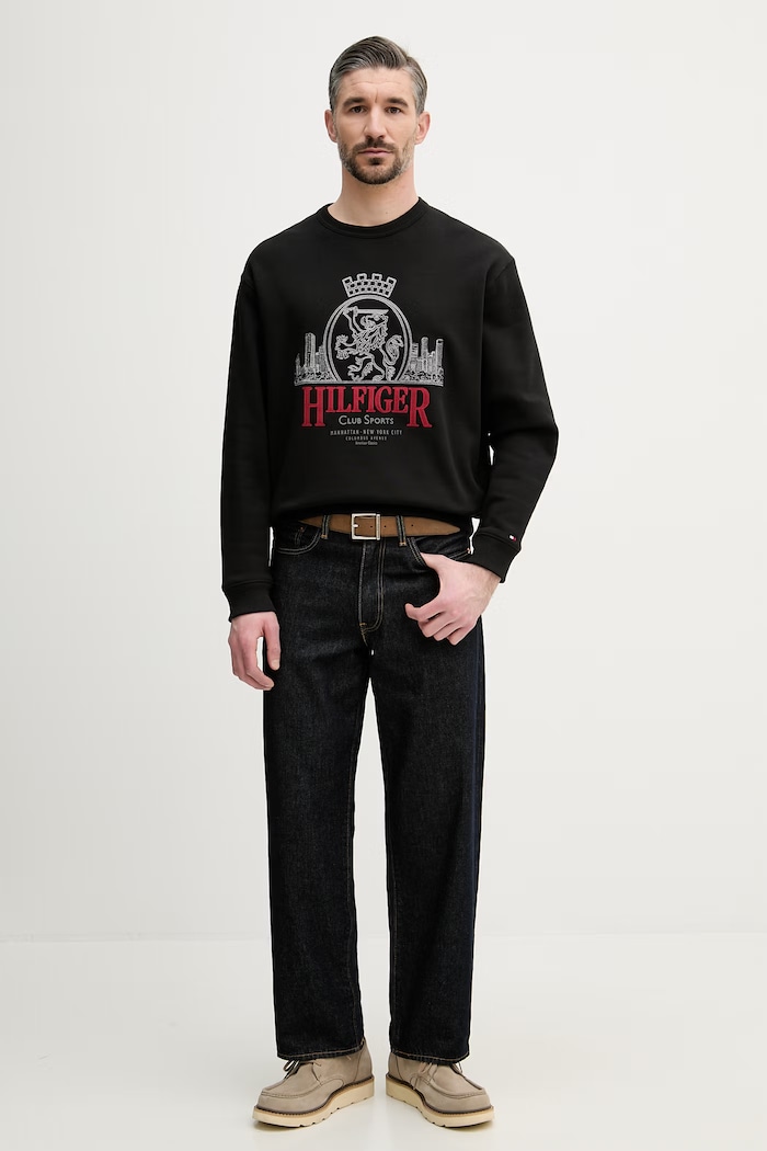 Tommy Hilfiger hanorac pentru bărbați, din bumbac MW0MW42479 negru SS26