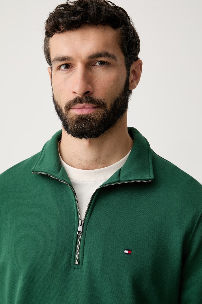Tommy Hilfiger felpa da uomo in cotone verde MW0MW43115