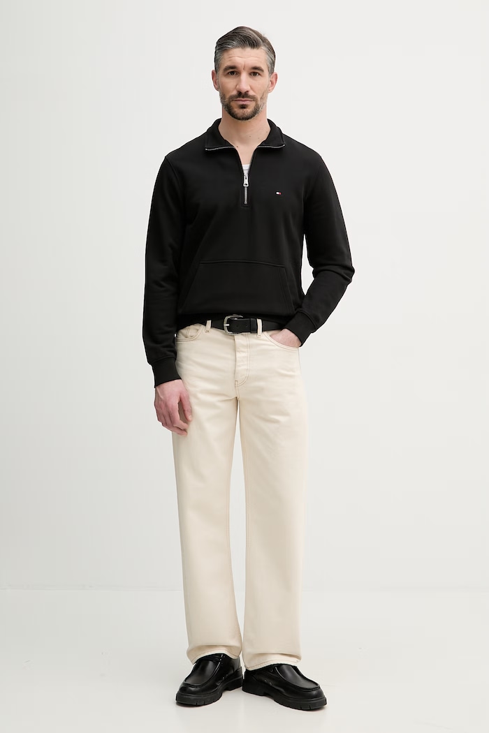 Tommy Hilfiger hanorac pentru bărbați, din bumbac MW0MW43115 negru SS26