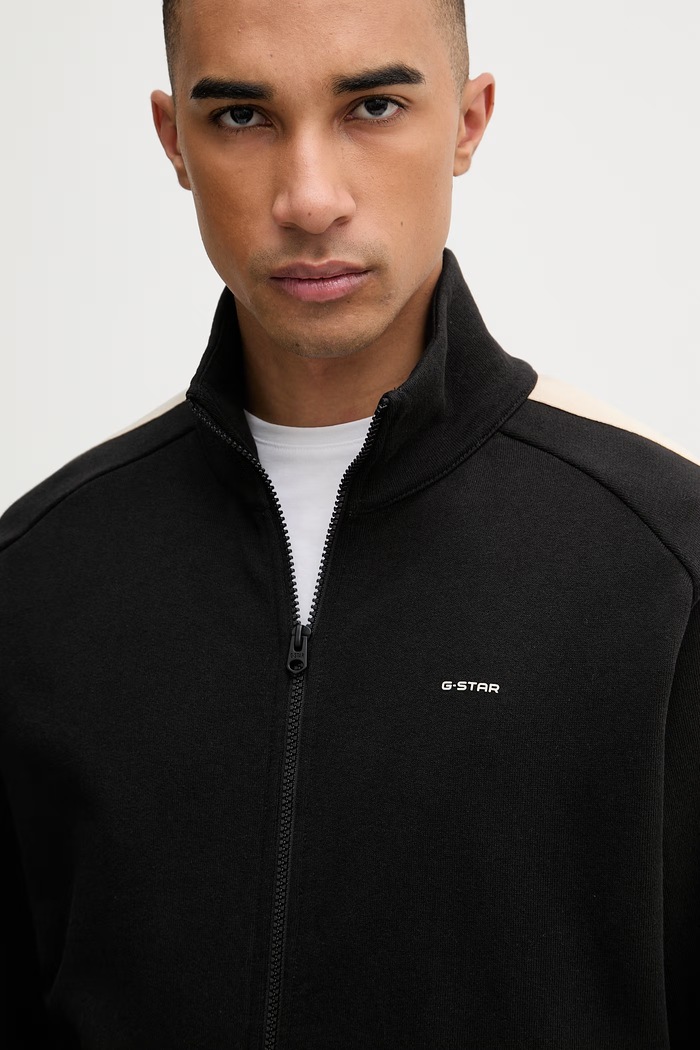 G-Star mikina na zips pánska bavlnená Track sw jkt čierna D28637.E553