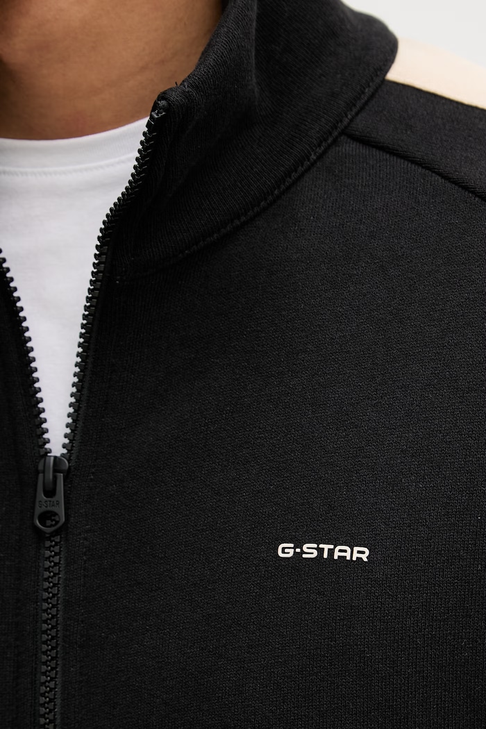 G-Star mikina na zips pánska bavlnená Track sw jkt D28637.E553 čierna