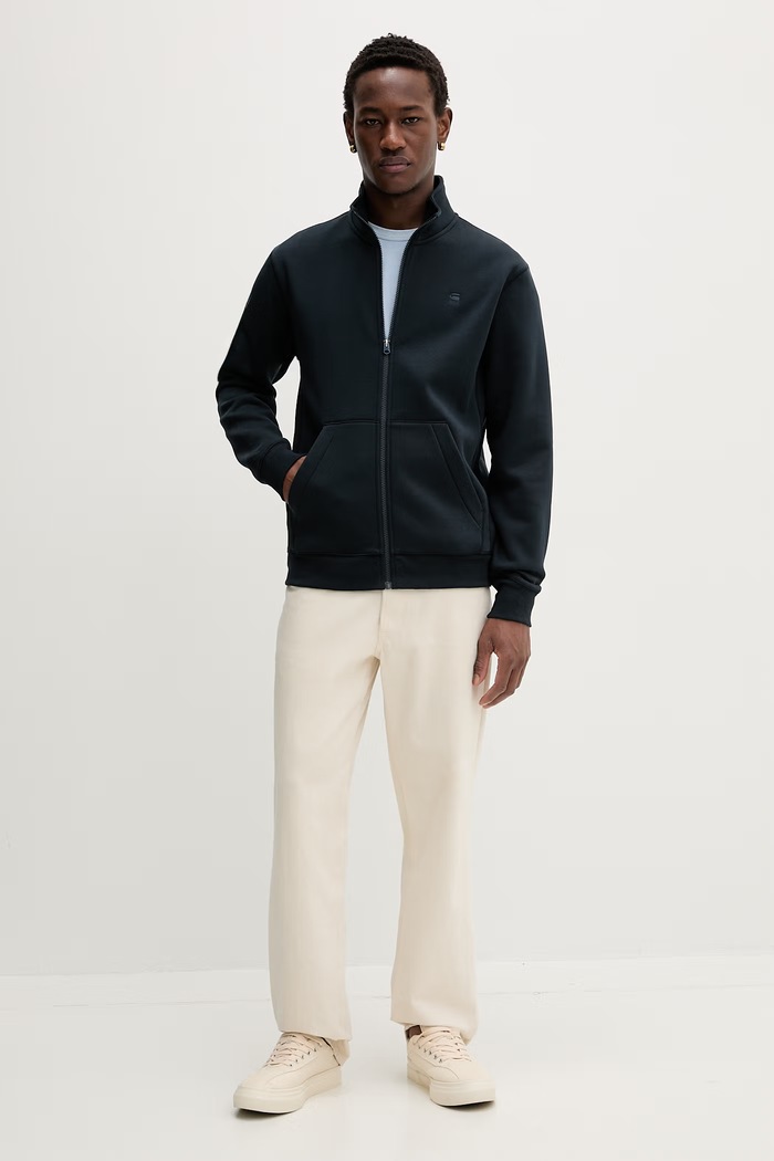 G-Star pánska mikina na zips s bavlnou Premium core track D29292.C235 tmavomodrá SS26