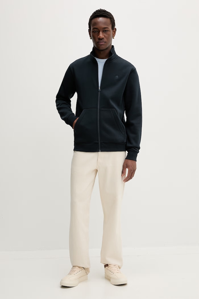 G-Star pánska mikina na zips s bavlnou Premium core track D29292.C235 tmavomodrá SS26