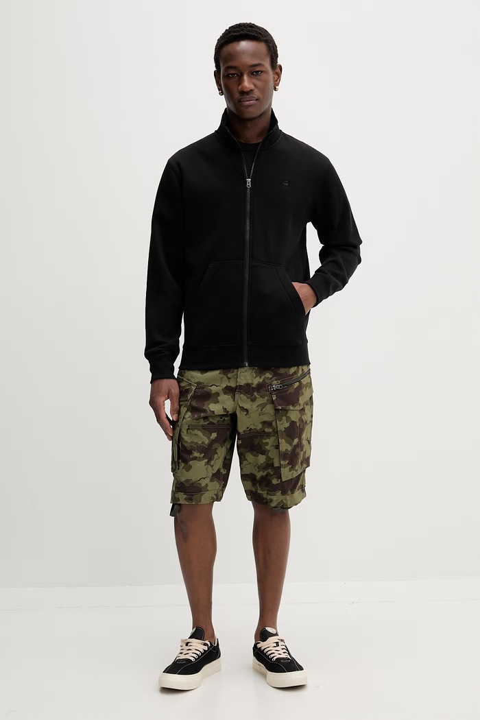G-Star pánska mikina na zips z bavlny Premium core track D29292.C235 čierna SS26
