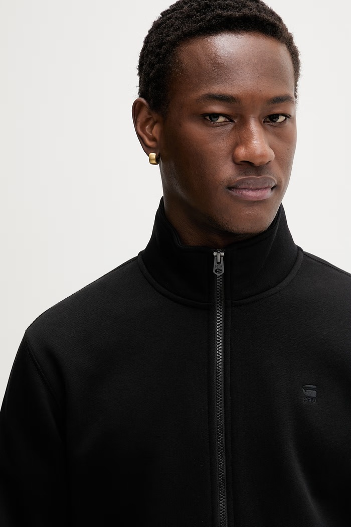 G-Star pánska mikina na zips z bavlny Premium core track čierna D29292.C235