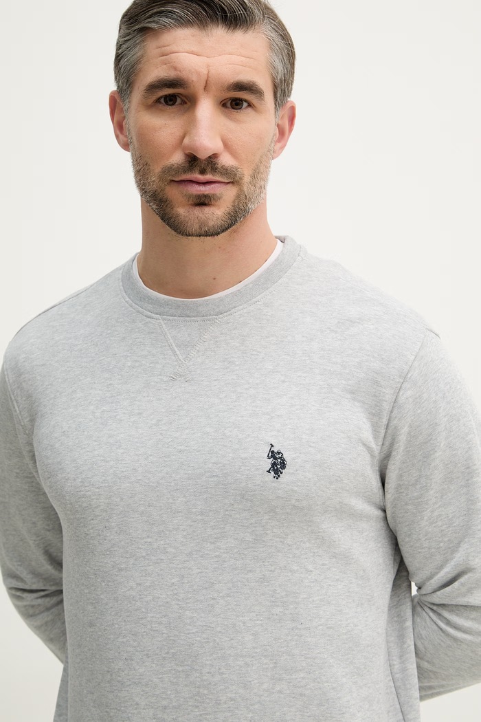 U.S. Polo Assn. mikina pánska s bavlnou DHM LB CREW sivá MUP3356