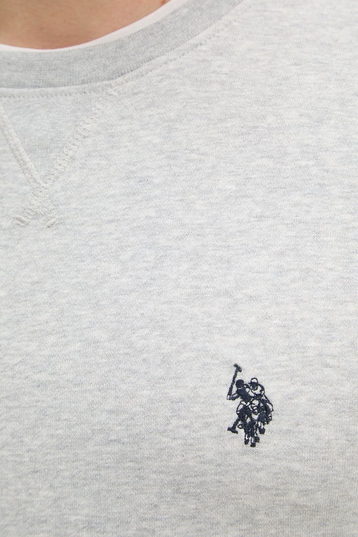 U.S. Polo Assn. mikina pánska s bavlnou DHM LB CREW MUP3356 sivá
