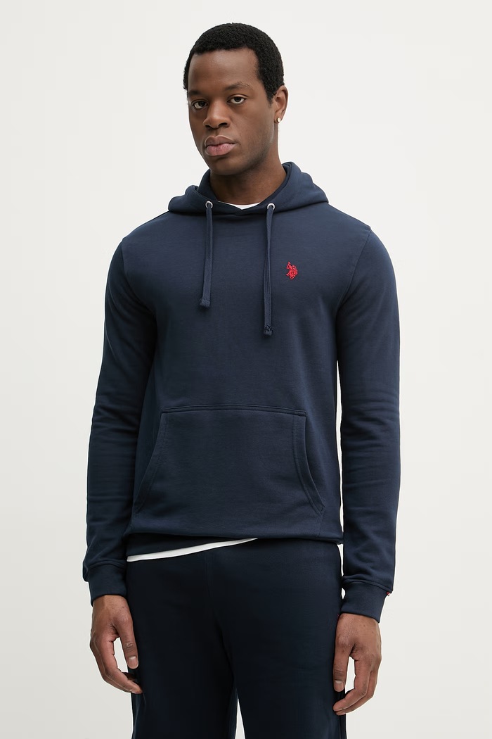 U.S. Polo Assn. hanorac cu glugă bărbătesc cu bumbac DHM LB uni bleumarin MUP4412