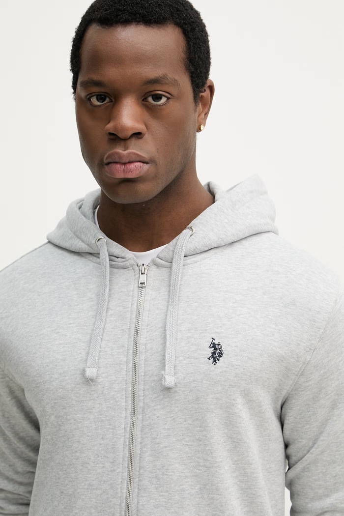 U.S. Polo Assn. bluza rozpinana męska z bawełną DHM LB szary MUP4413