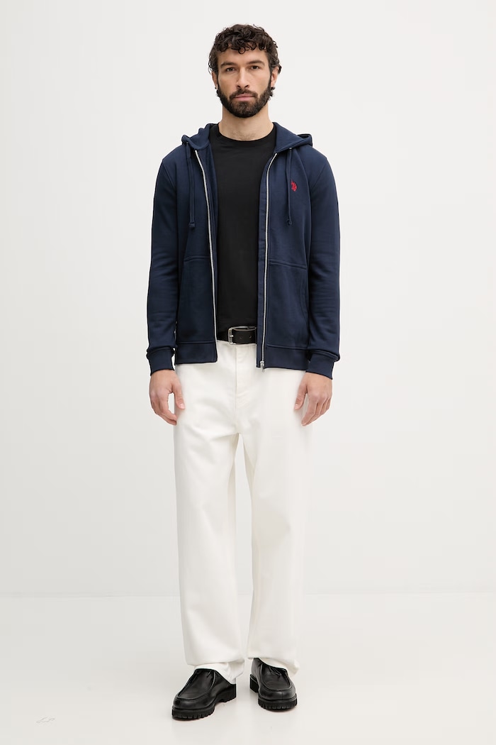 U.S. Polo Assn. bluza rozpinana męska z bawełną DHM LB MUP4413 granatowy SS26
