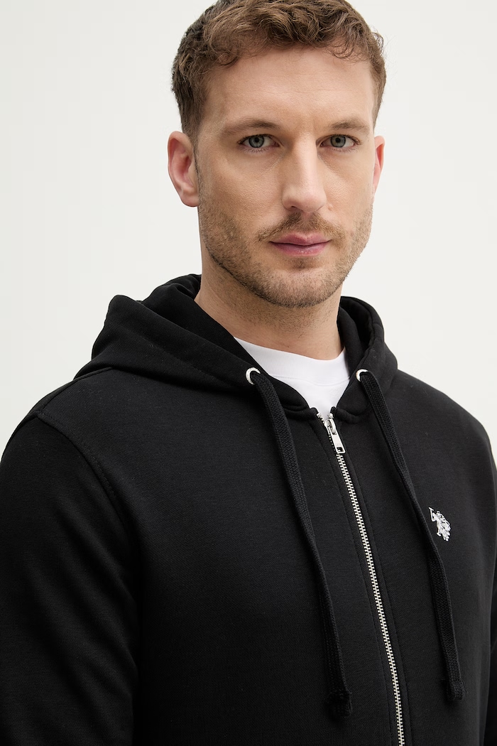 U.S. Polo Assn. bluza rozpinana męska z bawełną DHM LB czarny MUP4413
