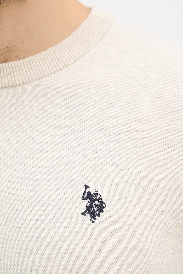 U.S. Polo Assn. πουλόβερ ανδρικό βαμβακερό DHM KNIT MUP4551 μπεζ