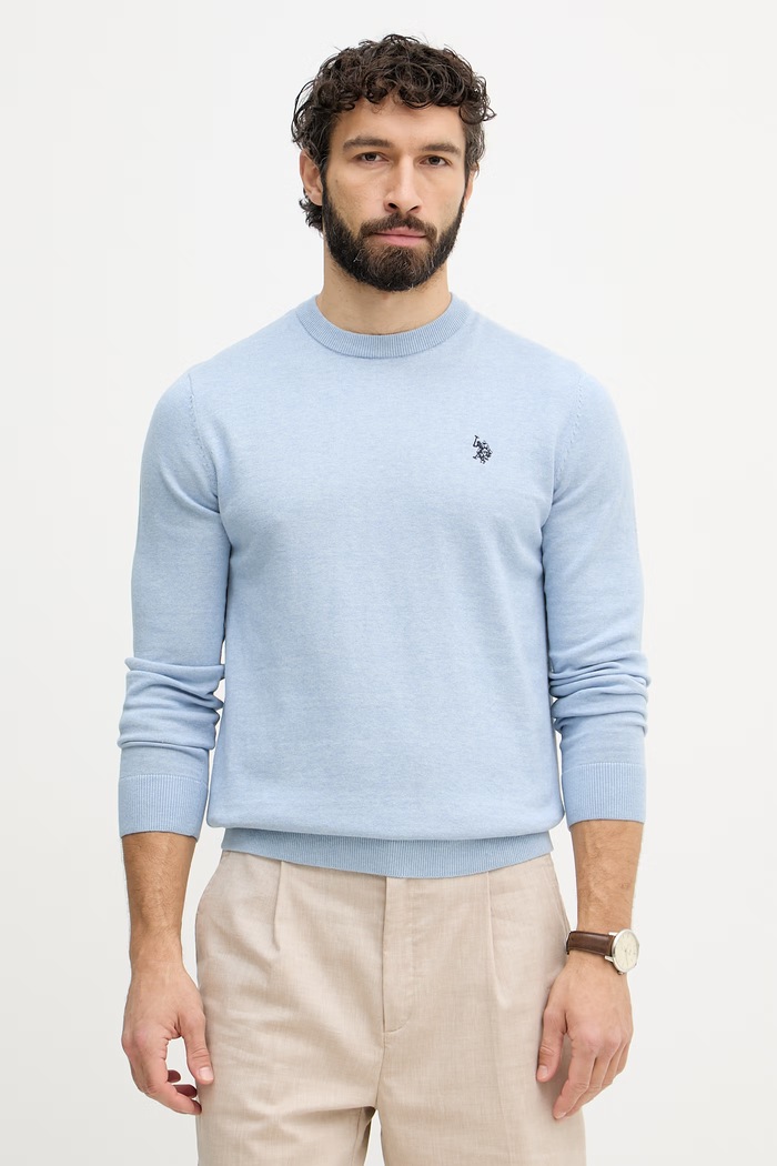 U.S. Polo Assn. πουλόβερ ανδρικό βαμβακερό DHM KNIT μπλε MUP4551