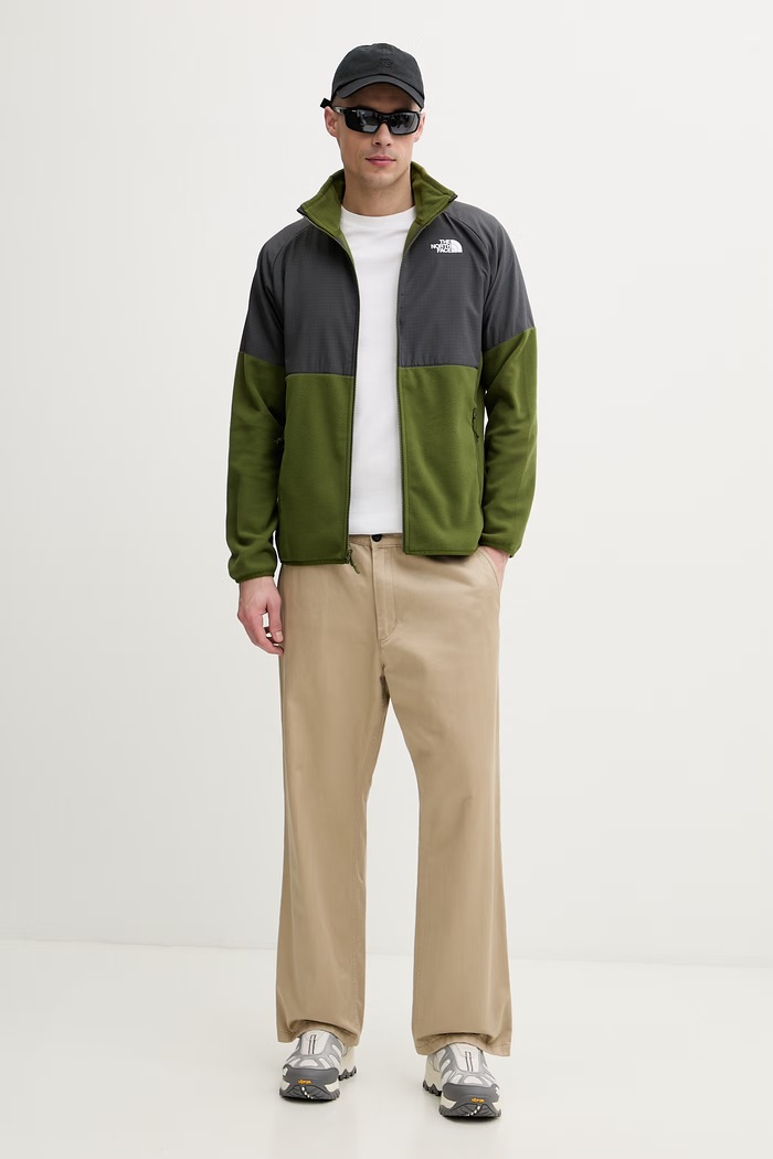 The North Face суичър с цип мъжки поларен Glacier Heavyweight NF0A89JGM6D1 зелен SS26