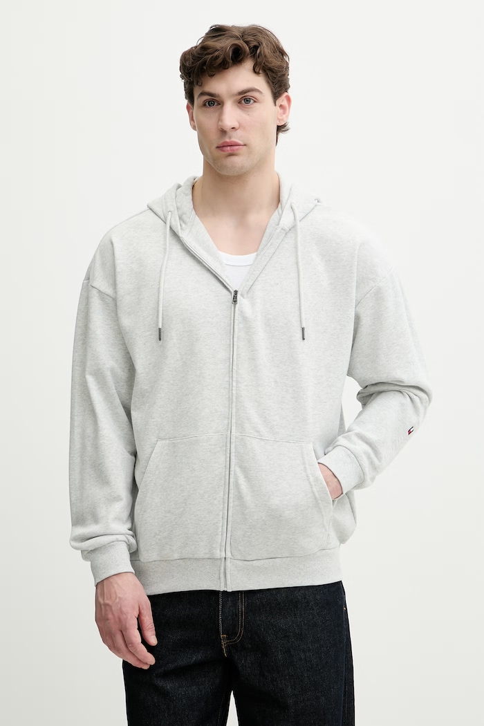 Tommy Hilfiger hanorac cu glugă bărbătesc din bumbac gri UM0UM03781