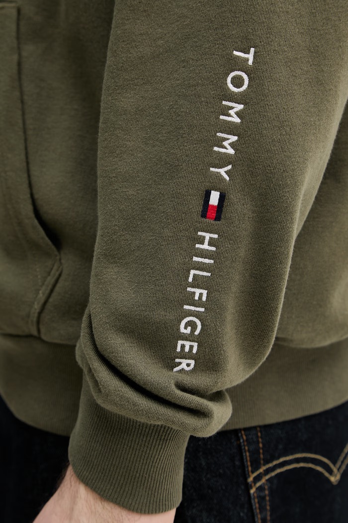 Tommy Hilfiger Hanorac cu glugă bărbătesc cu bumbac UM0UM03781 verde