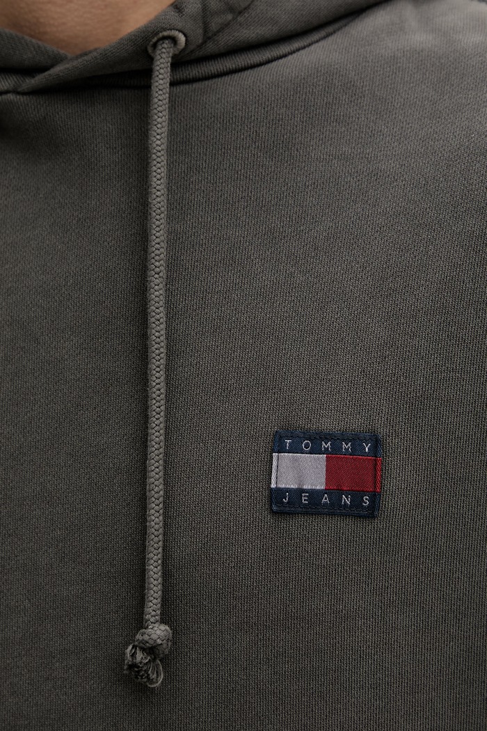 Tommy Jeans mikina s kapucňou pánska bavlnená DM0DM22677 sivá