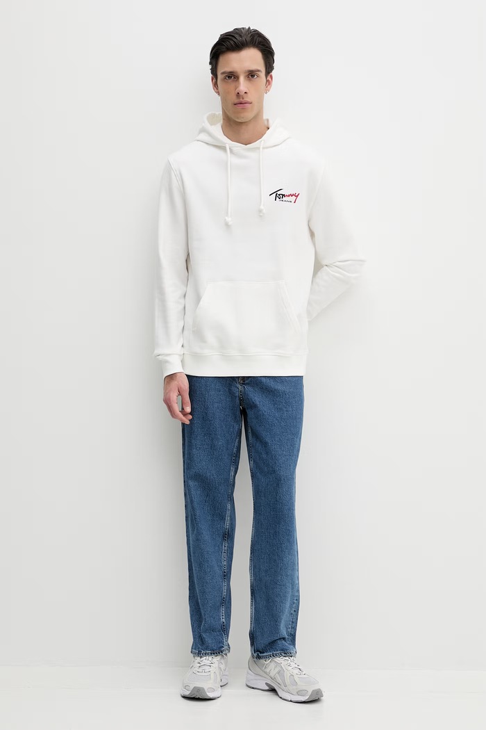 Tommy Jeans hanorac cu glugă bărbați bumbac DM0DM22680 bej SS26