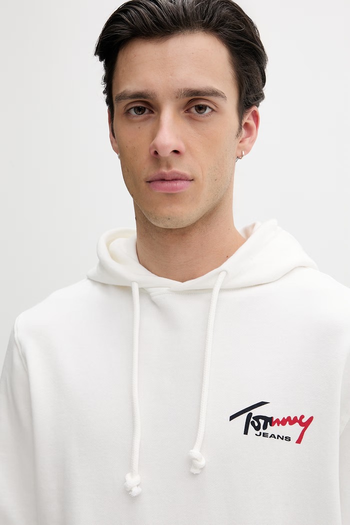Tommy Jeans hanorac cu glugă bărbați bumbac bej DM0DM22680