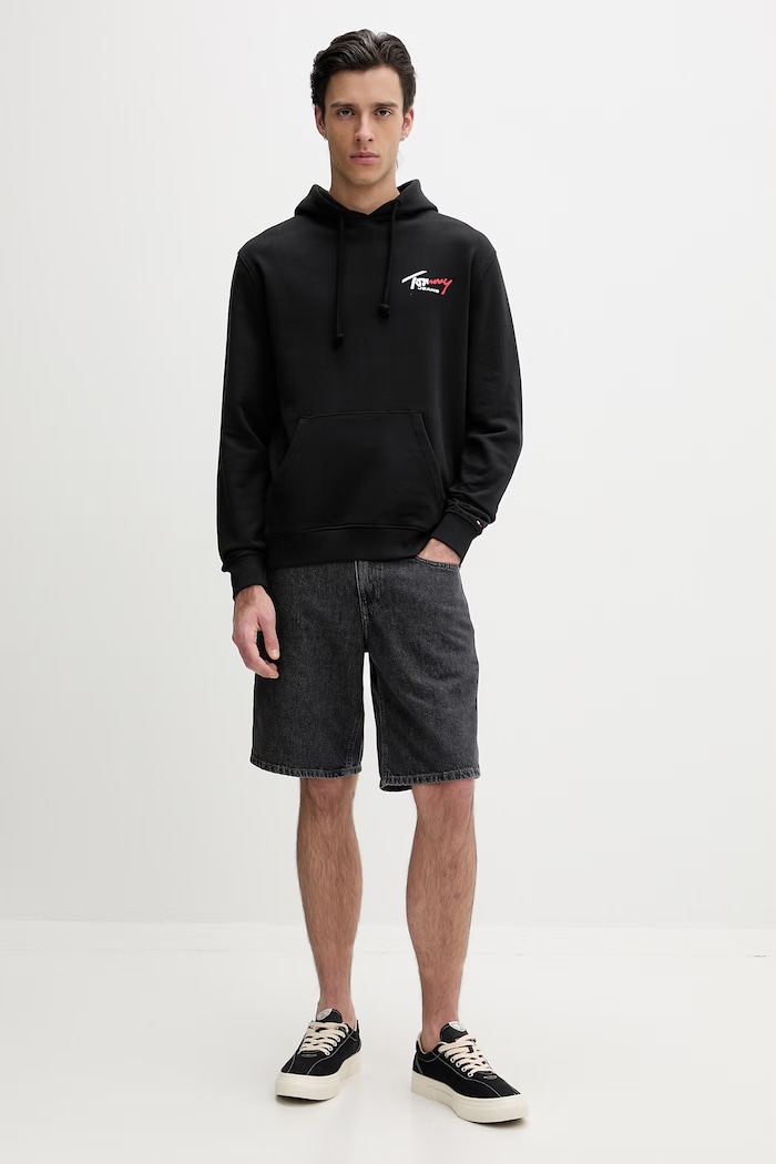 Tommy Jeans mikina s kapucňou pánska bavlnená DM0DM22680 čierna SS26
