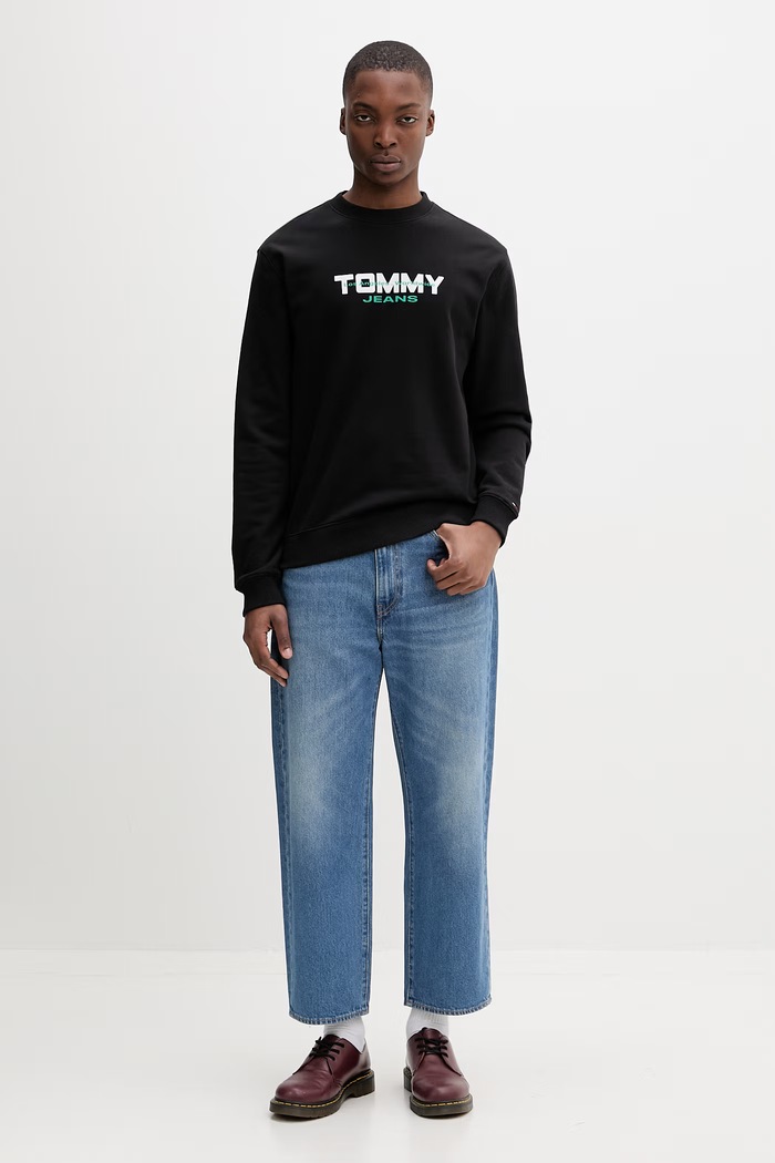 Tommy Jeans melegítőfelső férfi pamut DM0DM22682 fekete SS26