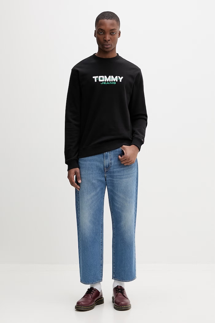 Tommy Jeans melegítőfelső férfi pamut DM0DM22682 fekete SS26