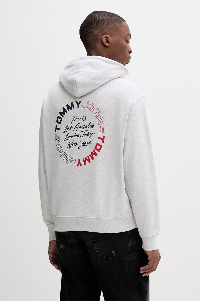 Oblečenie Tommy Jeans mikina s kapucňou pánska bavlnená DM0DM22683 sivá