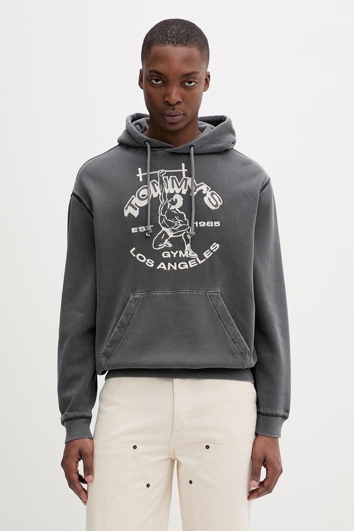 Tommy Jeans hanorac pentru bărbați, cu bumbac gri DM0DM22685