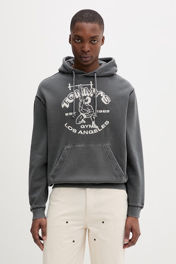 Tommy Jeans hanorac pentru bărbați, cu bumbac gri DM0DM22685