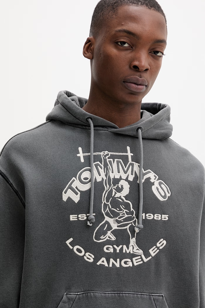 Tommy Jeans hanorac pentru bărbați, cu bumbac gri DM0DM22685