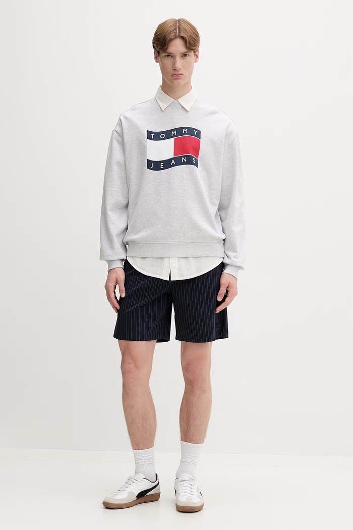 Tommy Jeans bluza męska bawełniana DM0DM22689 szary SS26