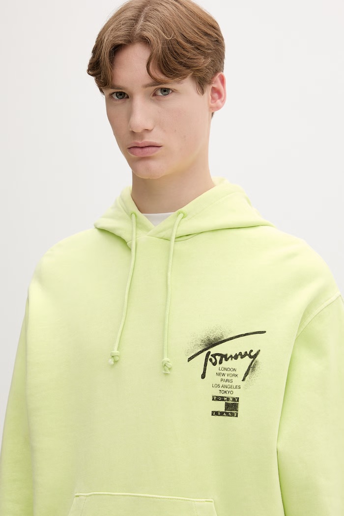 Tommy Jeans hanorac cu glugă bărbătesc din bumbac verde DM0DM22840